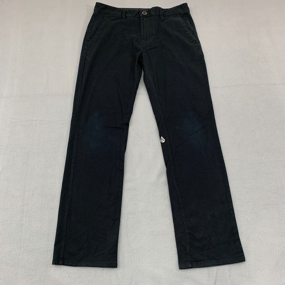 Volcom True To this Pants Mens Size 29x28 Stretch Black Flat Front Chino